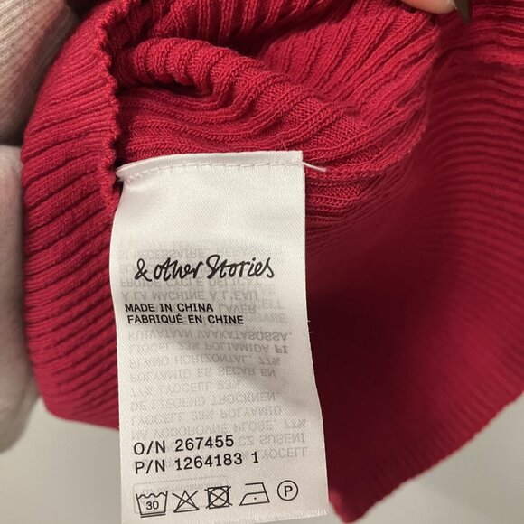 & Other Stories Rib-Knit Tank Top in Dark Red - Picture 5 of 6